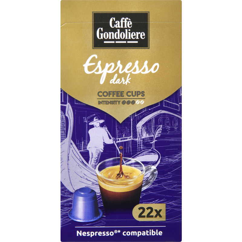 Een afbeelding van Caffé Gondoliere Espresso dark coffee cups