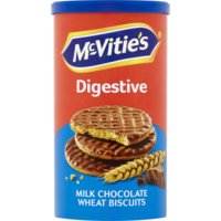 Een afbeelding van McVitie's Digestive milk chocolate wheat biscuits