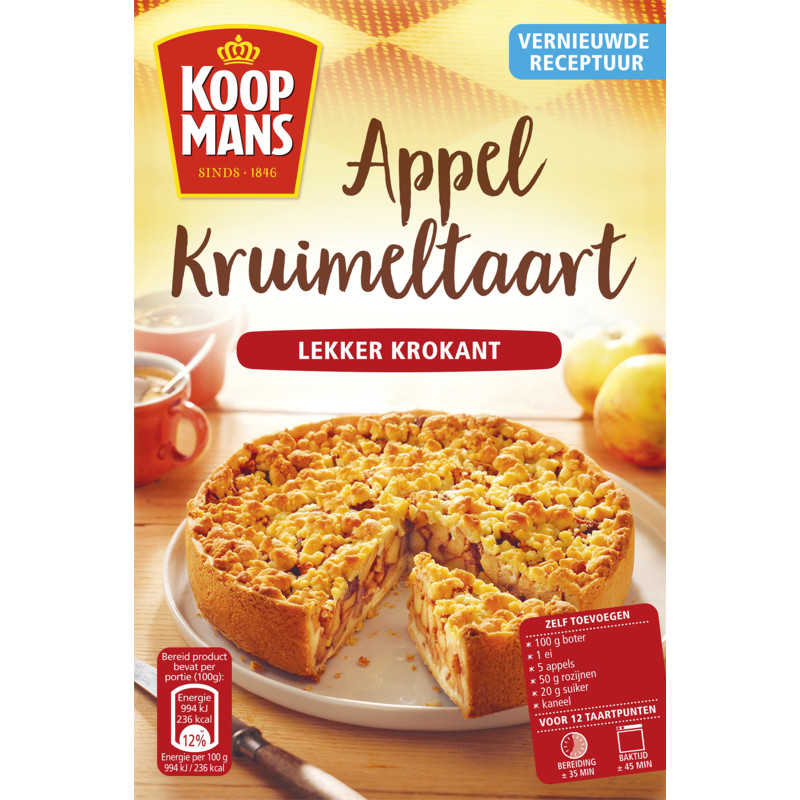 Een afbeelding van Koopmans Mix voor appelkruimeltaart
