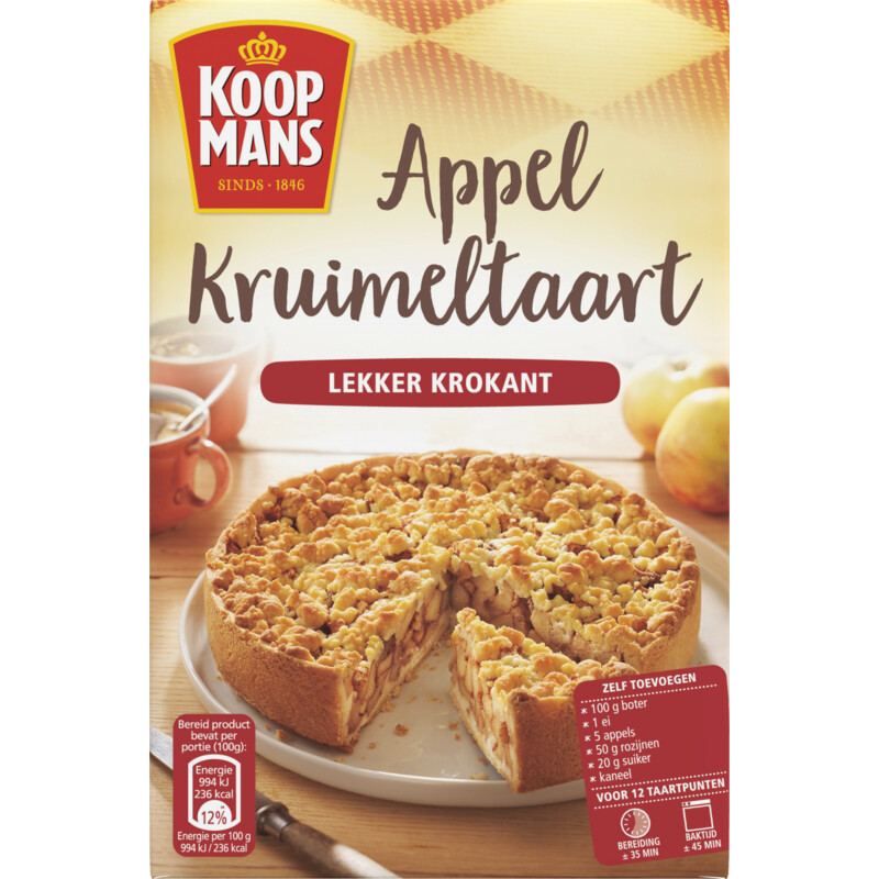 Een afbeelding van Koopmans Mix voor appelkruimeltaart
