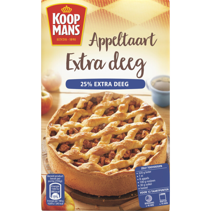 Een afbeelding van Koopmans Mix voor appeltaart met extra deeg