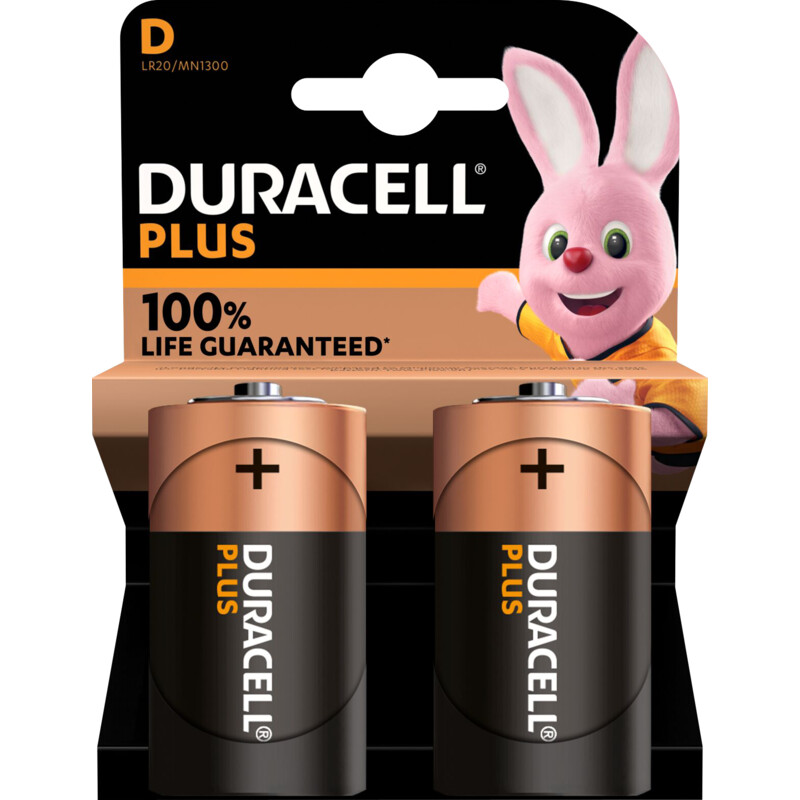 Een afbeelding van Duracell Plus D-alkaline batterijen LR20