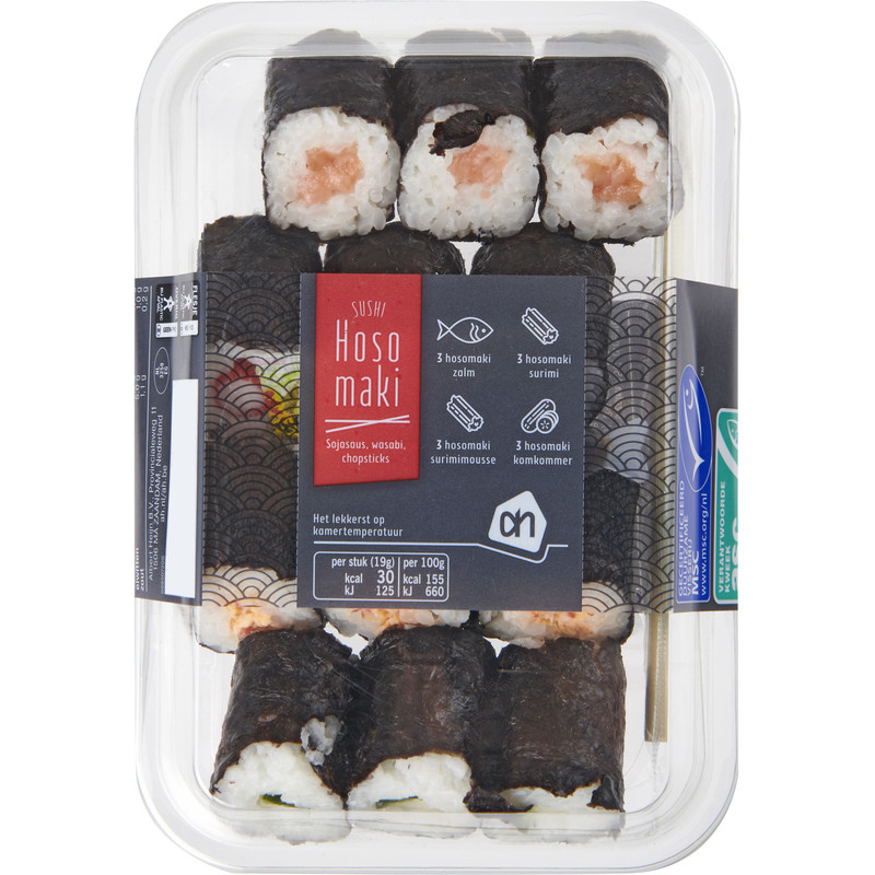 Een afbeelding van AH Ah sushi hosomaki set