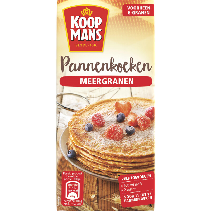Een afbeelding van Koopmans Mix voor pannenkoeken meergranen