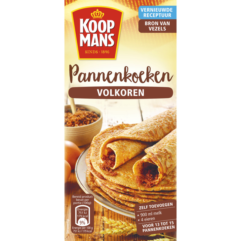 Een afbeelding van Koopmans Mix voor pannenkoeken volkoren