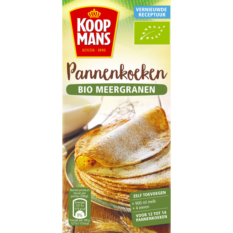 Een afbeelding van Koopmans Mix voor pannenkoeken bio meergranen