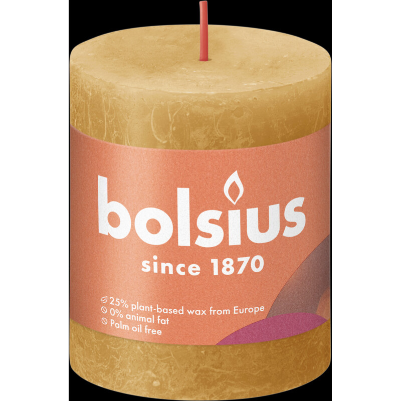 Een afbeelding van Bolsius Rustieke kaars okergeel 8cm