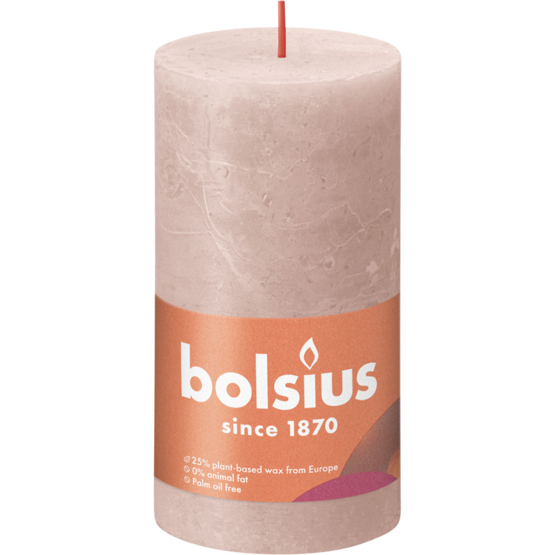 Een afbeelding van Bolsius Rustieke kaars 13cm misty pink