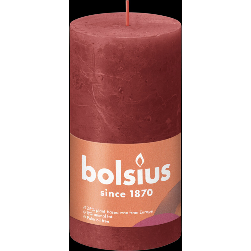 Een afbeelding van Bolsius Rustieke kaars 13cm rood