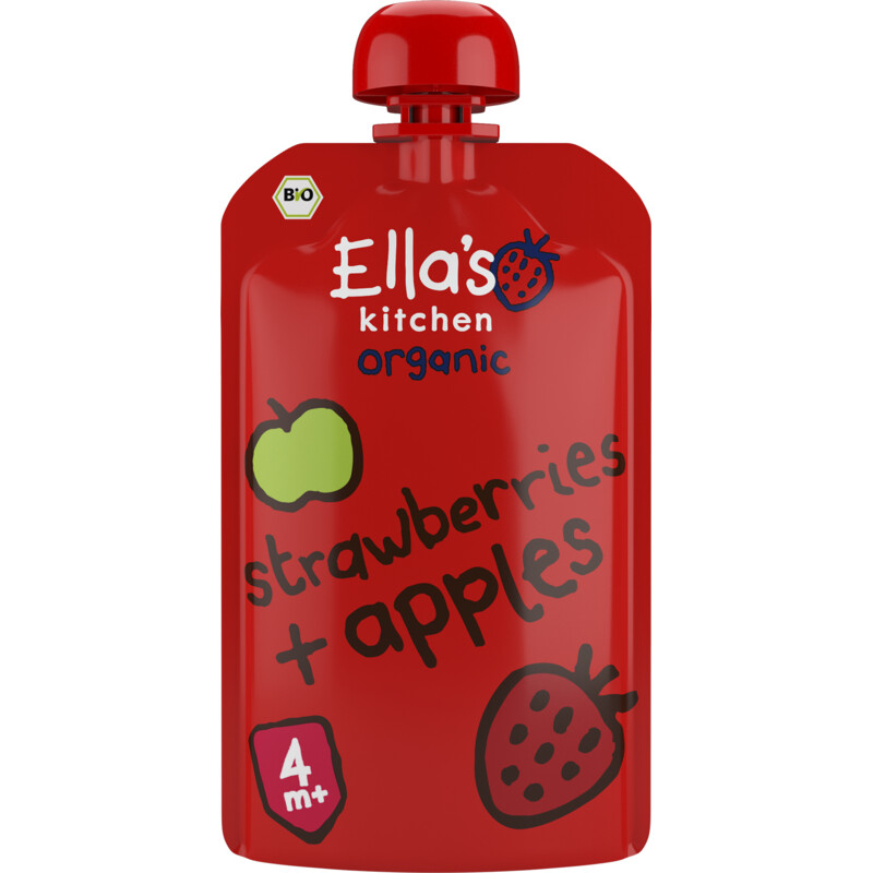 Een afbeelding van Ella's kitchen Aardbeien + appels 4m+ bio