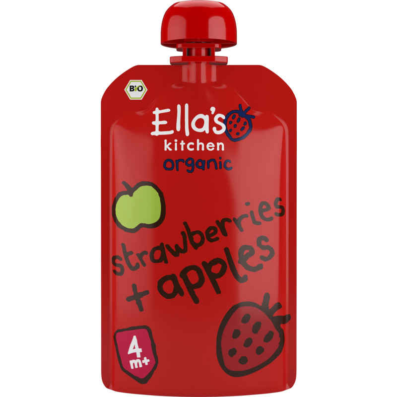 Een afbeelding van Ella's Kitchen Aardbeien + appels 4+ bio