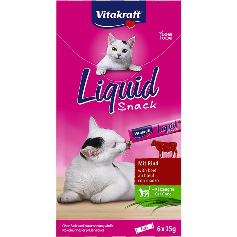 Een afbeelding van Vitakraft Liquid Snack rund & kattengras 6 st
