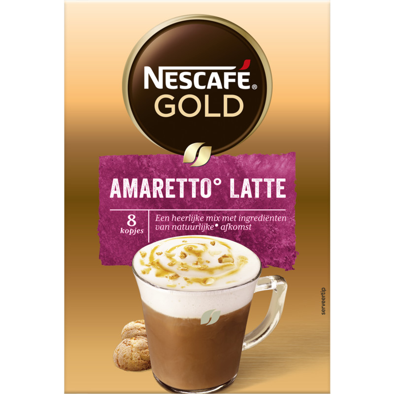 Een afbeelding van Nescafé Gold amaretto latte oploskoffie