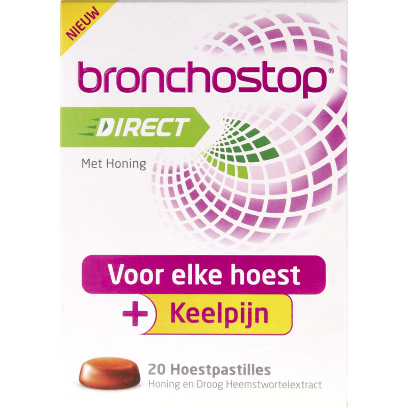 Een afbeelding van Bronchostop Direct met honing hoestpastilles