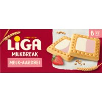 Een afbeelding van Liga Milkbreak duo melk aardbei biscuits