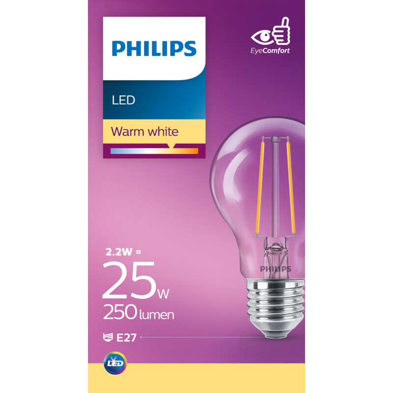 Een afbeelding van Philips Led fil standaard helder E27 25W