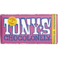 Een afbeelding van Tony's Chocolonely Reep wit framboos knetter