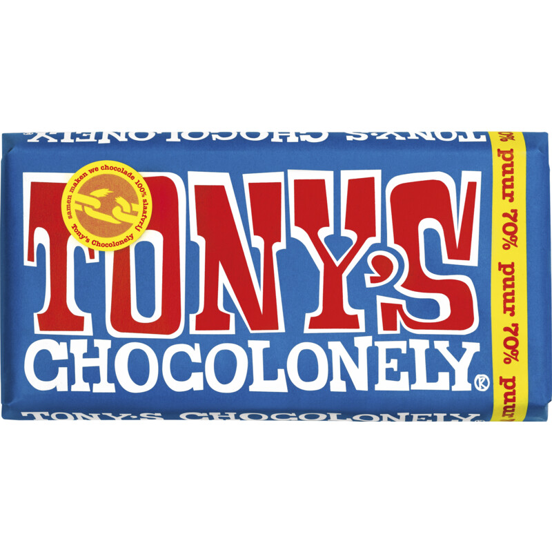 Een afbeelding van Tony's Chocolonely Reep puur 70%