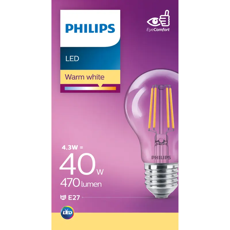 LED Lamp Transparant - 40 W - E27 - warmwit licht