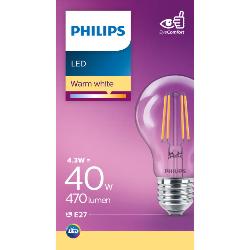Een afbeelding van Philips Led fil standaard helder E27 40W
