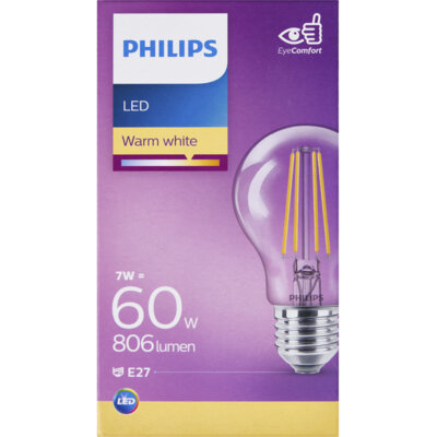 pdp-image-Philips Led fil standaard helder E27 60W