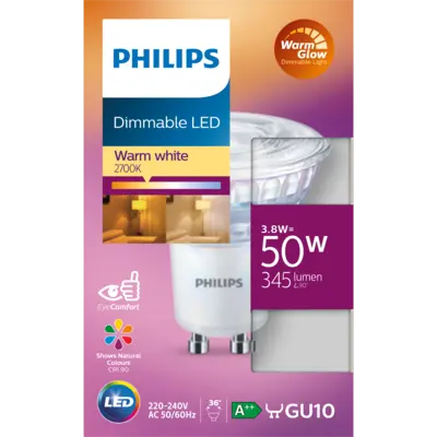 pdp-image-Philips Led spot GU10 50W dimbaar