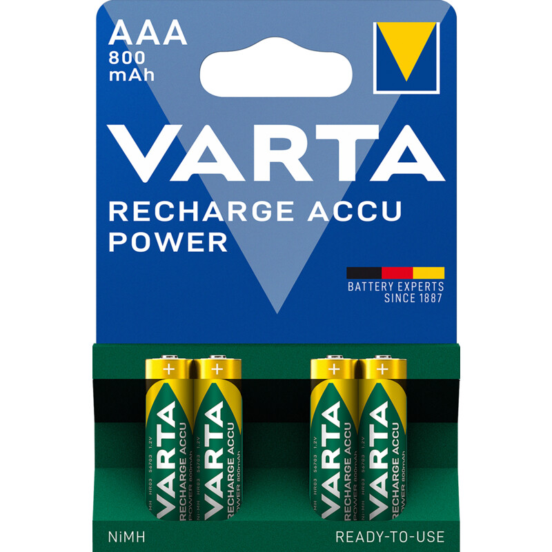 Een afbeelding van Varta AAA oplaadbare batterijen 800 mAh