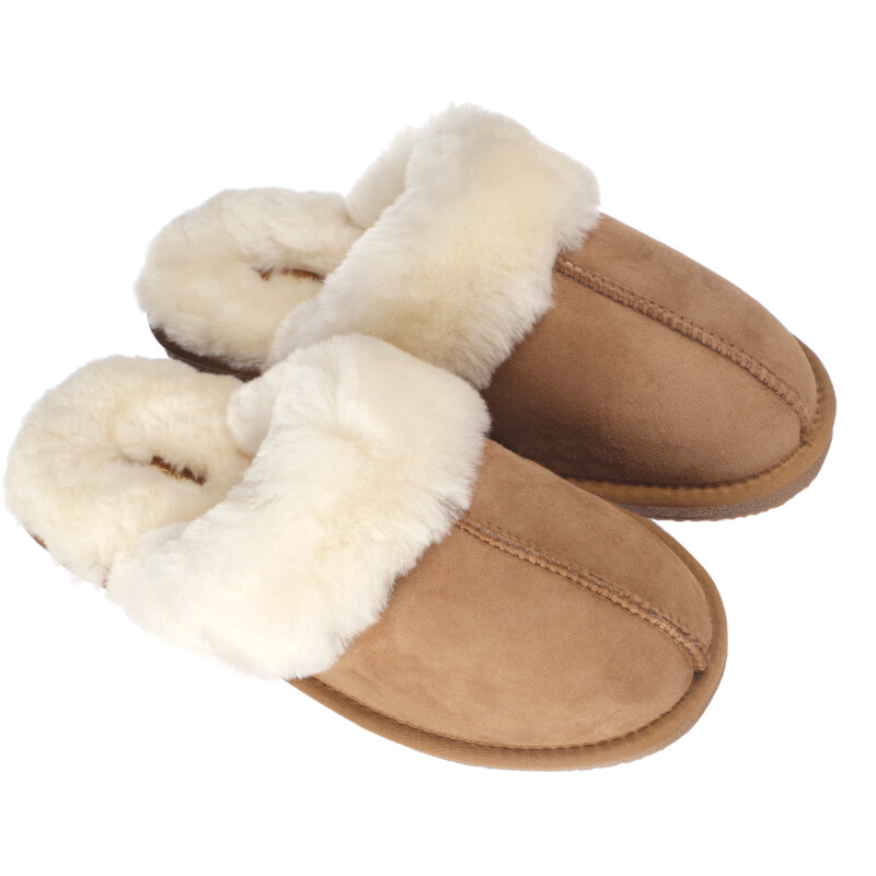 Een afbeelding van Greyhound Dames sloffen suede camel maat 40-41