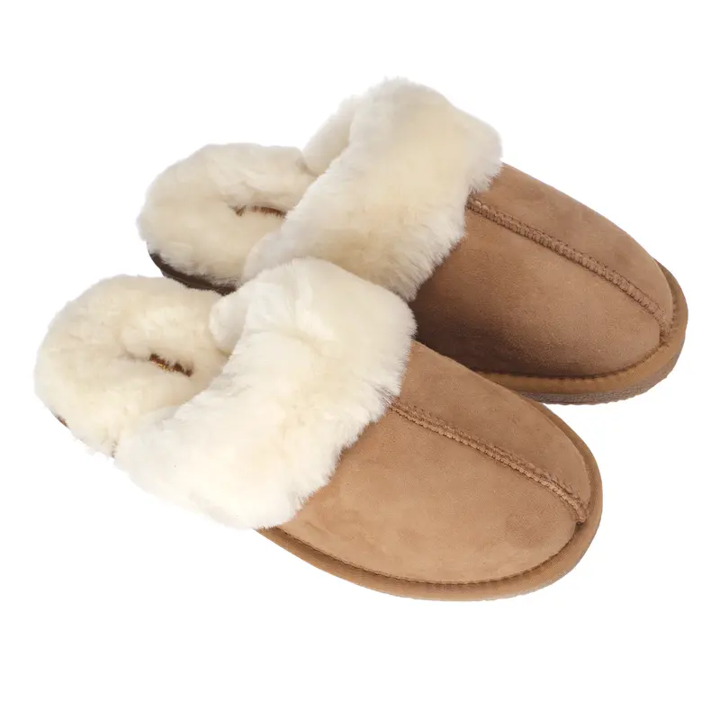 Dames sloffen suede camel maat 40-41