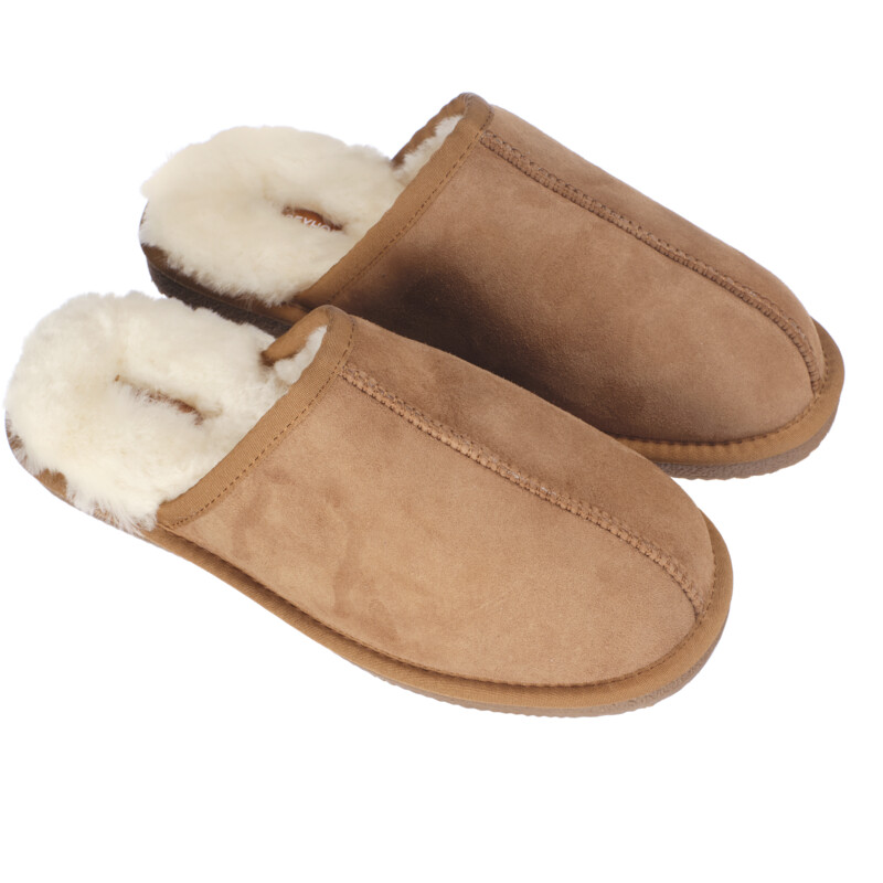 Een afbeelding van Greyhound Heren sloffen suede camel maat 42-43