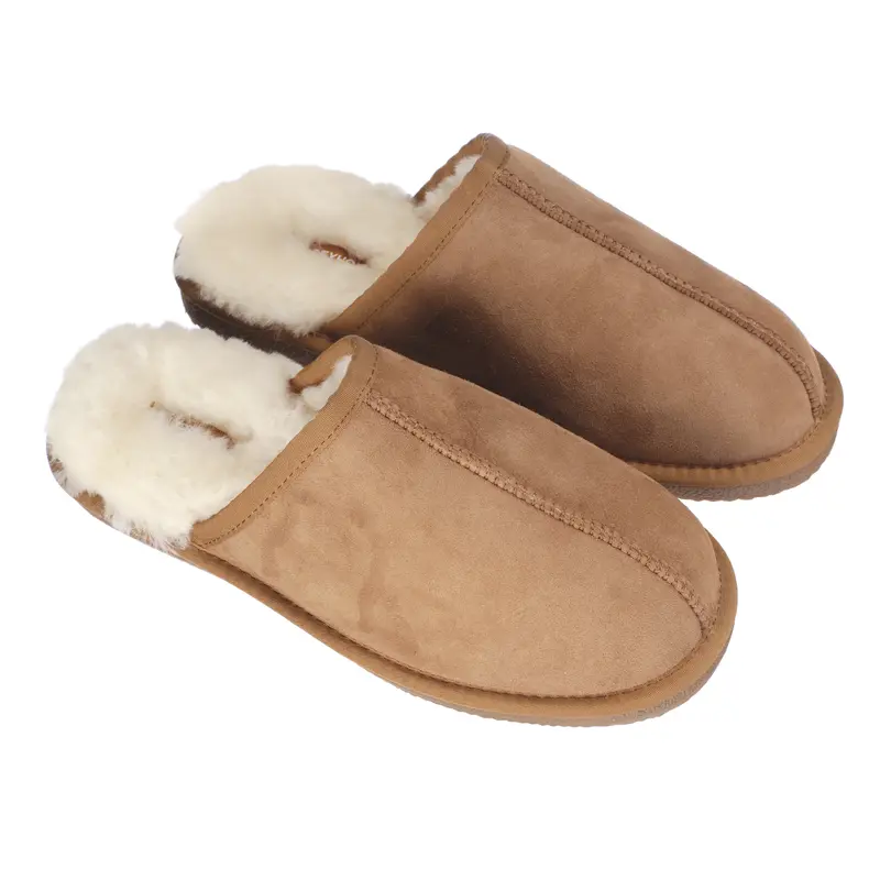 Heren sloffen suede camel maat 42-43