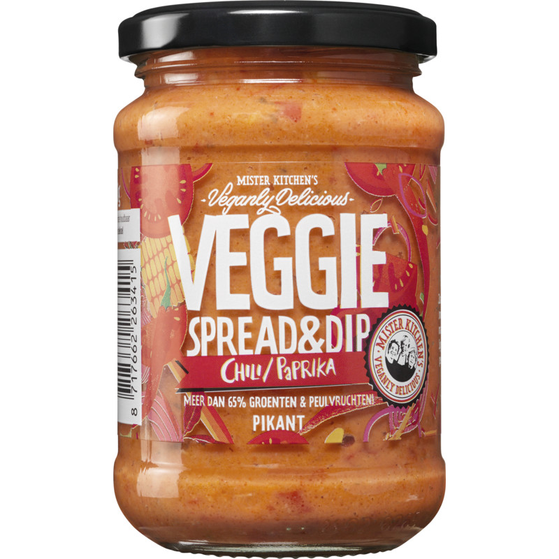 Een afbeelding van Mister Kitchen's Veggie spread & dip chili paprika