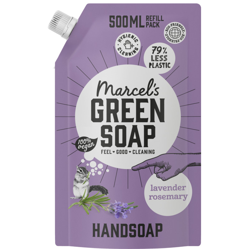 Een afbeelding van Marcel's Green Soap Handzeep lavender & rosemary refill