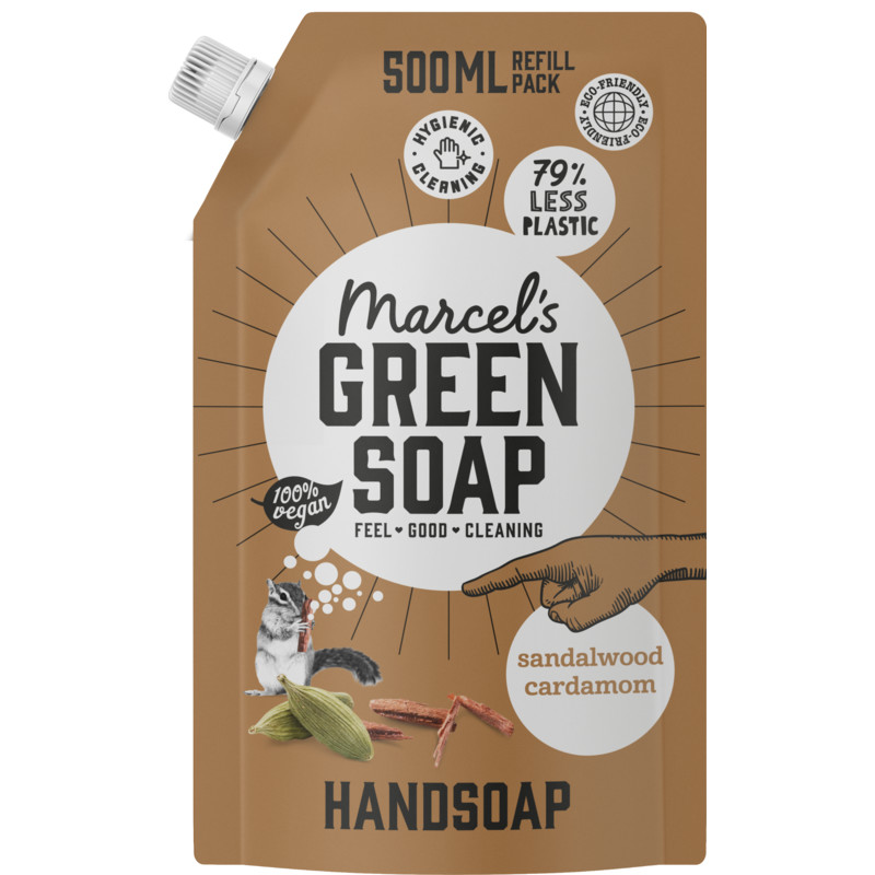 Een afbeelding van Marcel's Green Soap Handzeep sandelwood & cardamom refill
