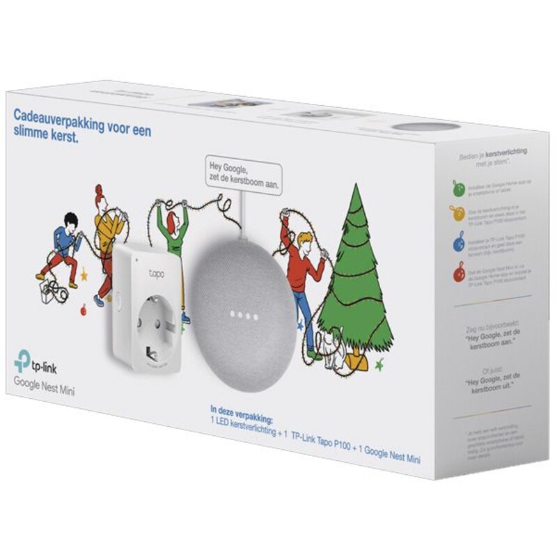 Een afbeelding van Google Nest mini+ smart plug+ gratis kerstverl.