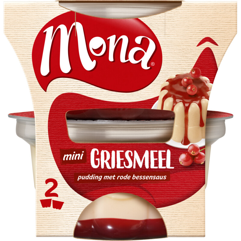 Een afbeelding van Mona Pudding griesmeel rode bessensaus duo