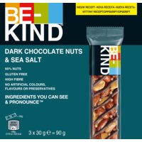Een afbeelding van Be-Kind Notenreep dark chocolate zeezout 3-pack