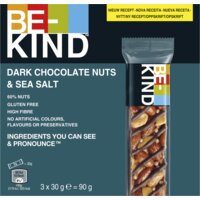 Een afbeelding van Be-Kind Notenreep dark chocolate zeezout 3-pack