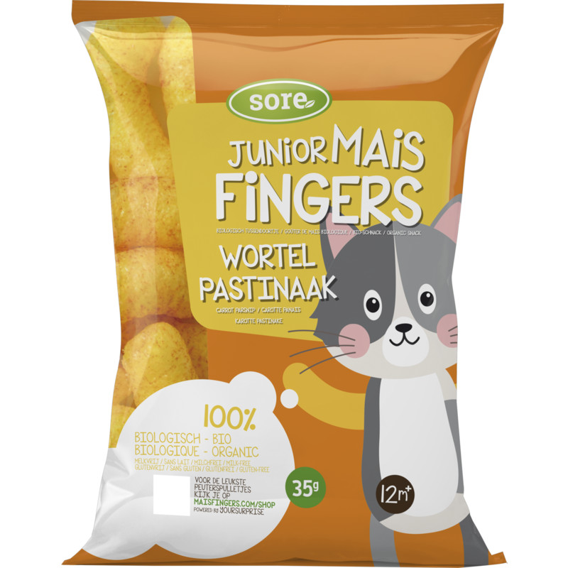 Een afbeelding van Sore Junior maisfinger wortel pastin bio 12+