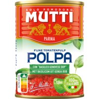 Een afbeelding van Mutti Polpa fijne tomatenpulp met basilicum