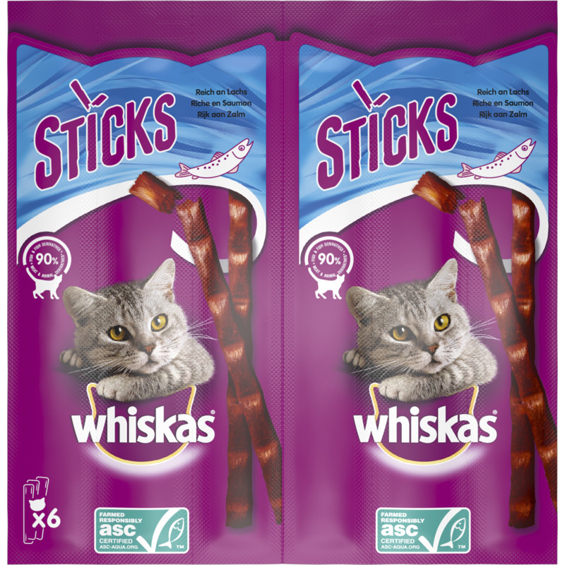 Een afbeelding van Whiskas Sticks zalm 6 pak