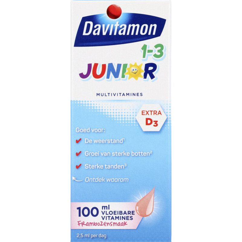 Een afbeelding van Davitamon Junior multivitamines framboos 1-3 jaar