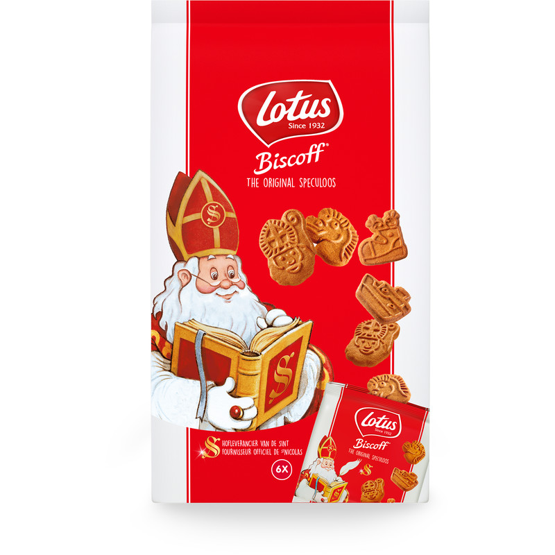Een afbeelding van Lotus Biscoff speculoos Sinterklaas mini's bel