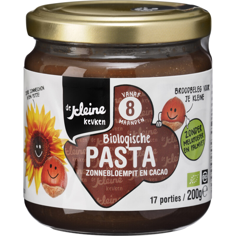 Een afbeelding van De Kleine Keuken Biologische pasta met z.bloempit + cacao