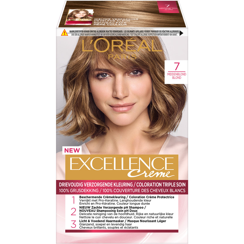 Een afbeelding van L'Oréal Excellence crème 07 middenblond