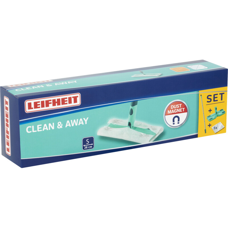 Een afbeelding van Leifheit Vloerwisser set clean&away 5 stofdoekjes