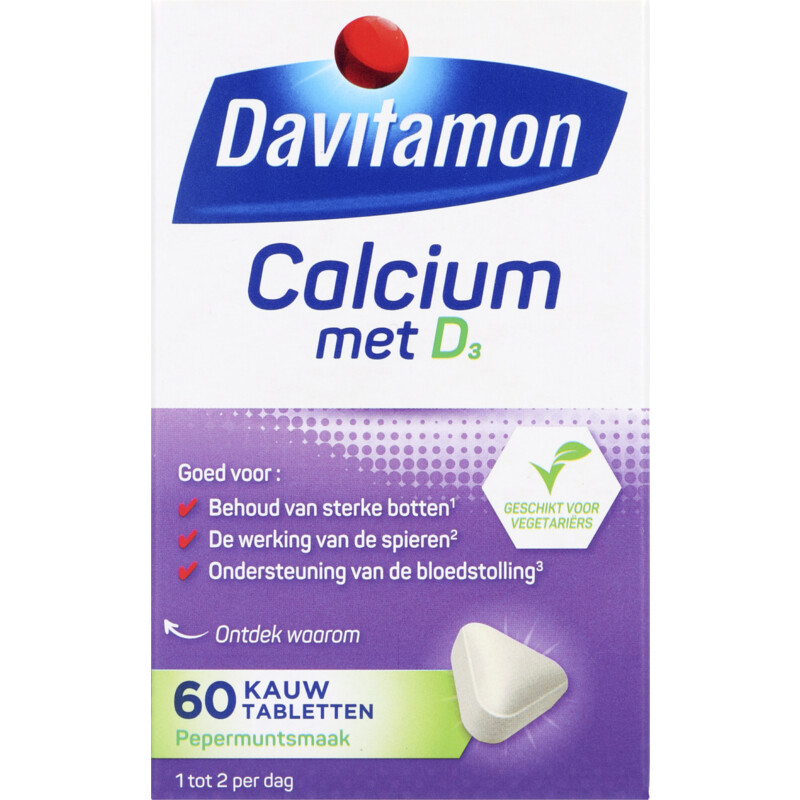 Een afbeelding van Davitamon Calcium + vitamine D kauwtabletten mint