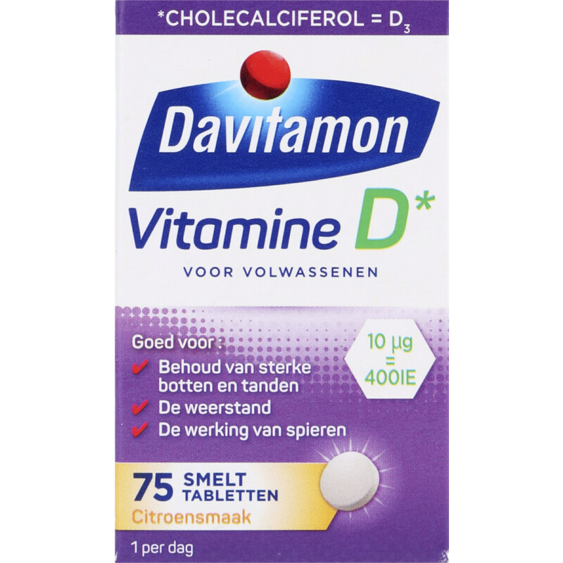 Een afbeelding van Davitamon Vitamine D smelttabletten citroen