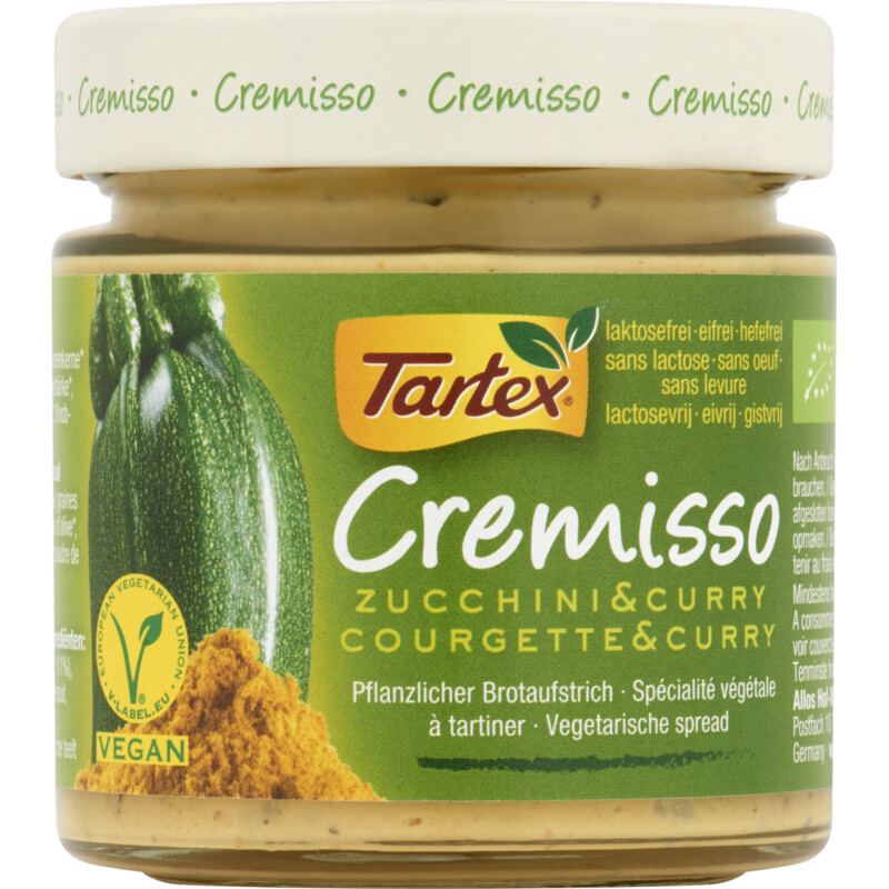 Een afbeelding van Tartex Cremisso spread courg-curry 180g