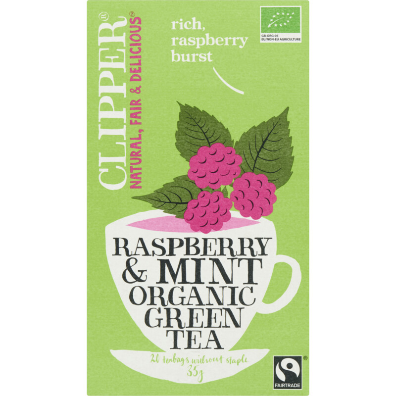 Een afbeelding van Clipper Raspberry & mint organic green tea